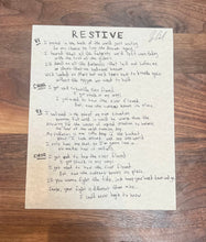 Load image into Gallery viewer, &quot;Self-titled&quot; Signed Handwritten Lyrics